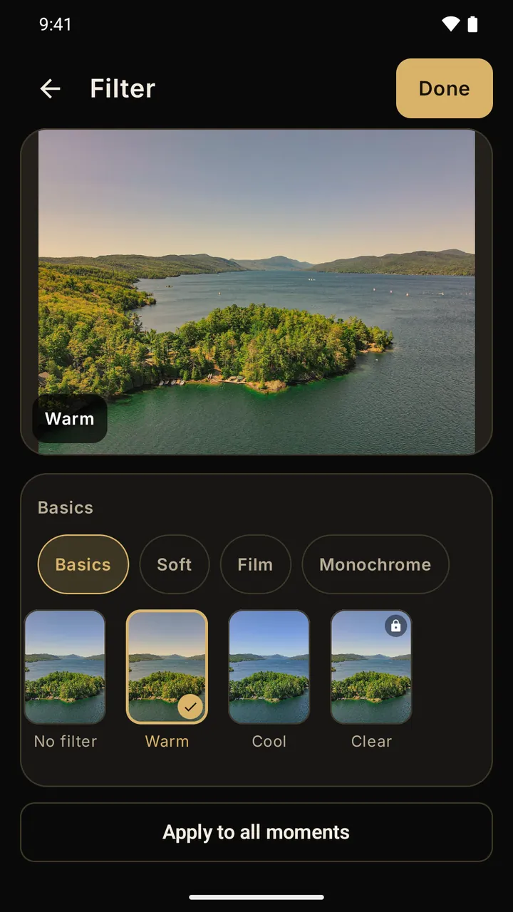 Screenshot of the filter picker